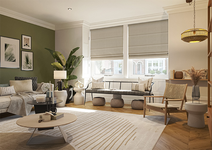 Roslin (Blackout), Monroe Bisque - Motorised Roman Blind - Image 6